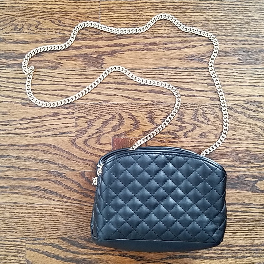 Zara Black Quilted Crossbody Bag